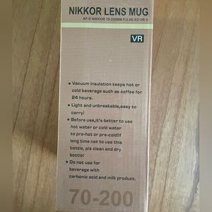 Camera lens thermos with mug NIB